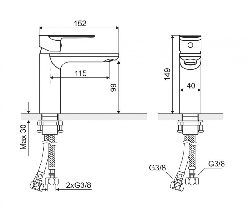 Actima Glad bateria umywalkowa chrom ARNL.1101CR
