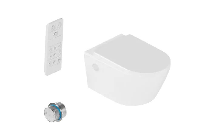 Excellent Dakota 2.0 D2 toaleta myjąca muszla wisząca z deską z funkcją bidetu biały + pilot + pokrętło chrom ZEPR.0124.01