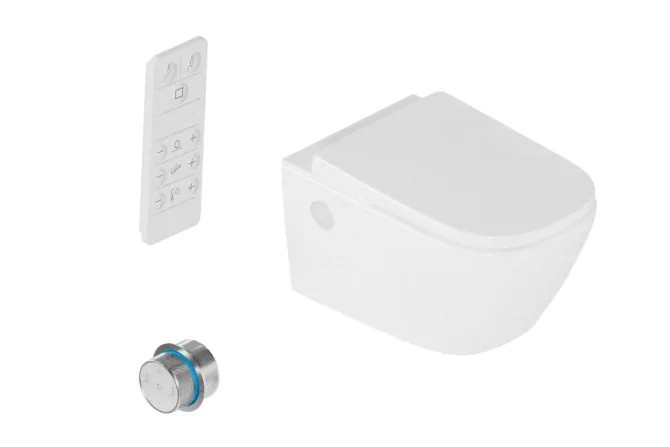 Excellent Dakota 2.0 S2 toaleta myjąca muszla wisząca z deską z funkcją bidetu biały + pilot + pokrętło chrom ZEPR.0124.04