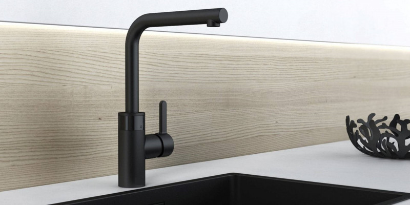 Kludi E-Go L-Line elektroniczna bateria kuchenna zasilanie bateryjne 6V czarny mat 422306675