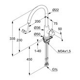 Kludi Bingo Star XS bateria kuchenna z obrotową wylewką czarny mat 468033978
