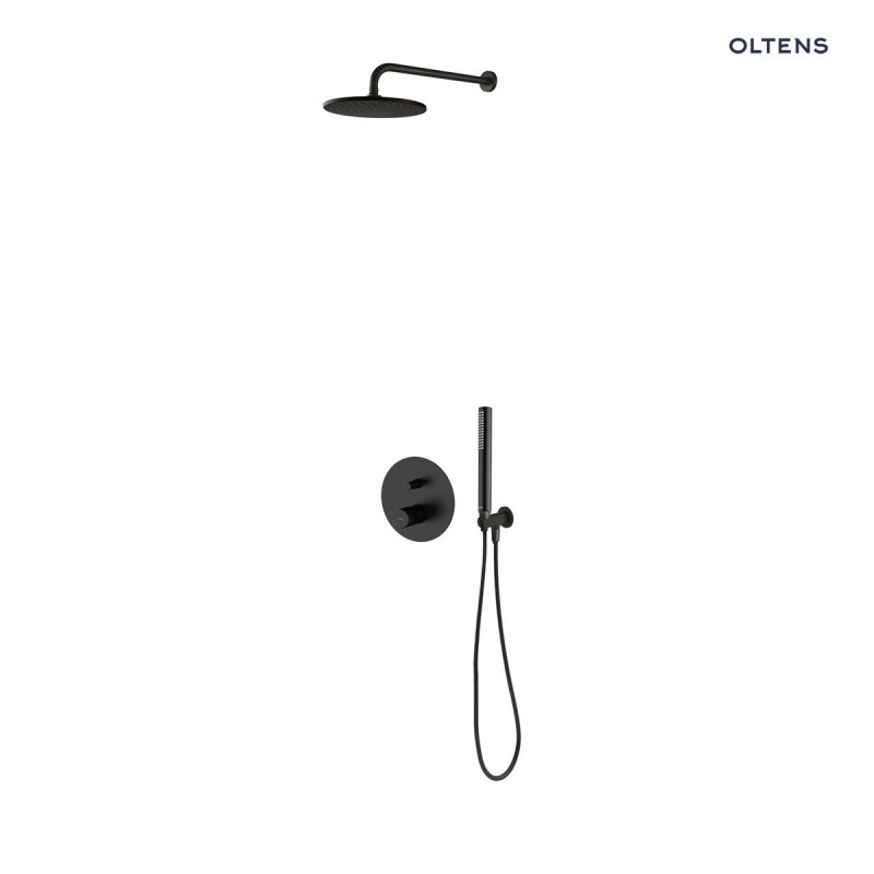 Oltens Hamnes komplet zestaw podtynkowy z deszczownicą 22 cm i słuchawką czarny mat 36615300