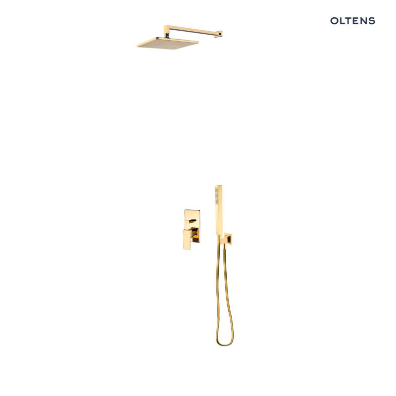 Oltens Gota komplet zestaw podtynkowy z deszczownicą 22 cm i słuchawką złoty połysk 36616800