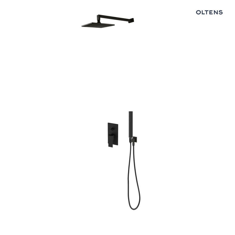 Oltens Gota komplet zestaw podtynkowy z deszczownicą 22 cm i słuchawką czarny mat 36616300