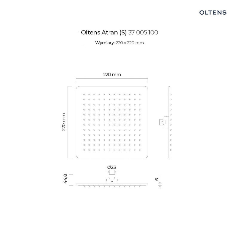 Oltens Gota komplet zestaw podtynkowy z deszczownicą 22 cm i słuchawką złoty połysk 36616800