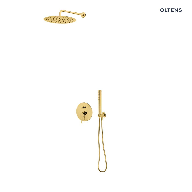 Oltens Molle komplet zestaw podtynkowy z deszczownicą 30 cm i słuchawką złoty szczotkowany 36600810