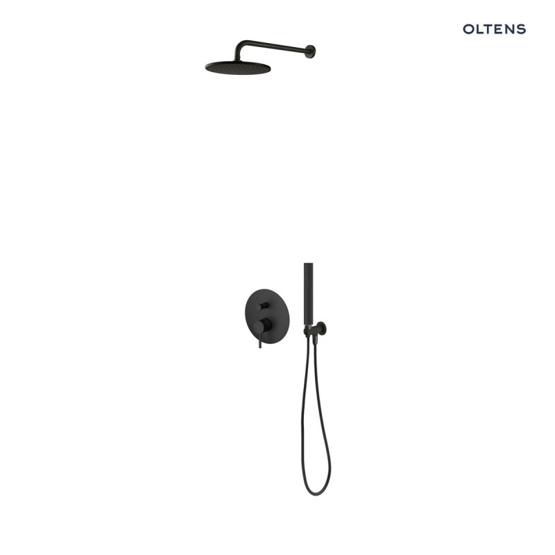 Oltens Molle komplet zestaw podtynkowy z deszczownicą 22 cm i słuchawką czarny mat 36614300