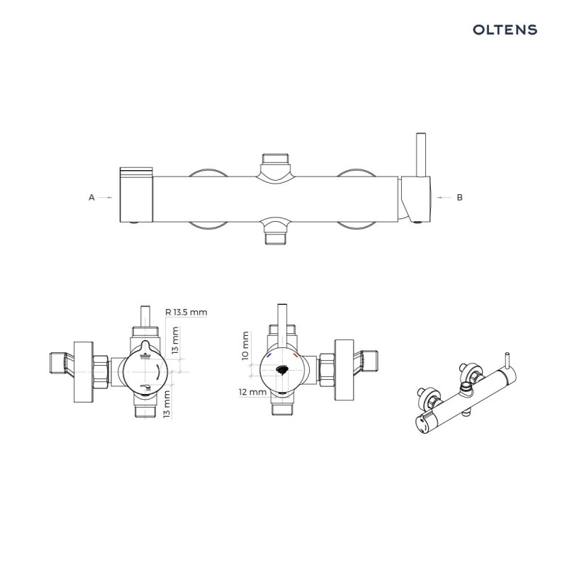 Oltens Molle kolumna zestaw prysznicowy z deszczownicą i słuchawką chrom 36504100