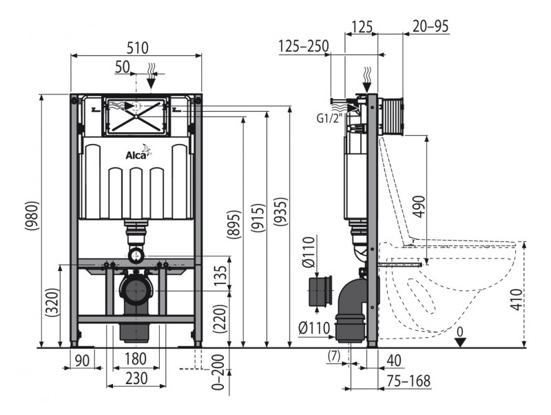 Alca Sadromodul stelaż podtynkowy z systemem fresh 98cm do WC AM101/1000