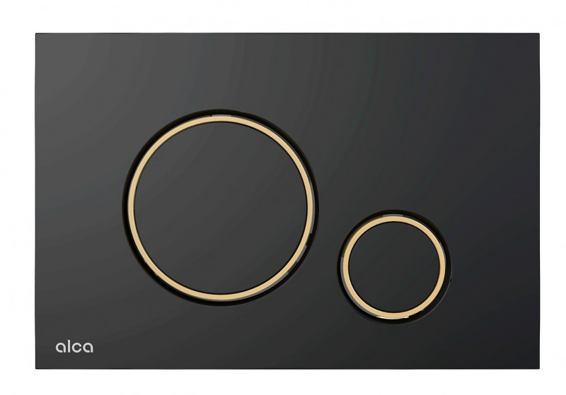 Alca Thin przycisk do stelaża WC czarny mat/złoty połysk M778-5
