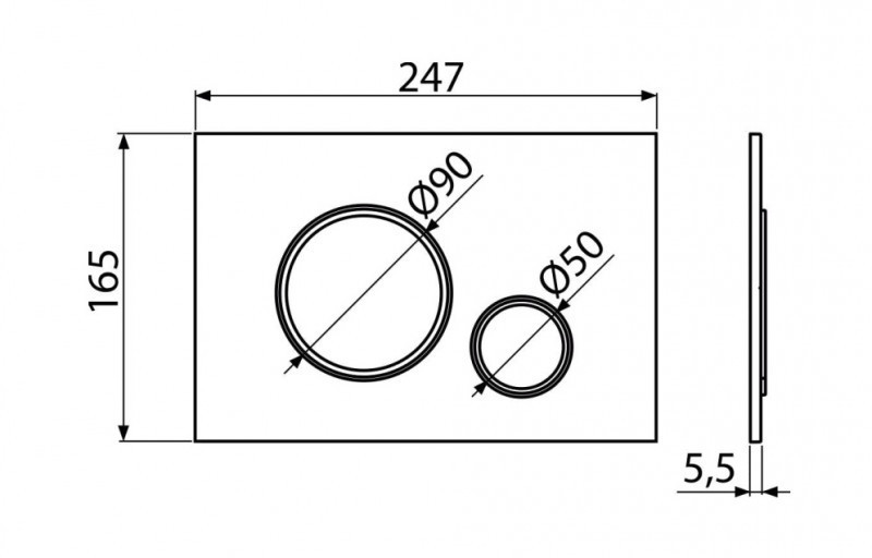 Alca Thin przycisk do stelaża WC czarny mat/chrom połysk M778