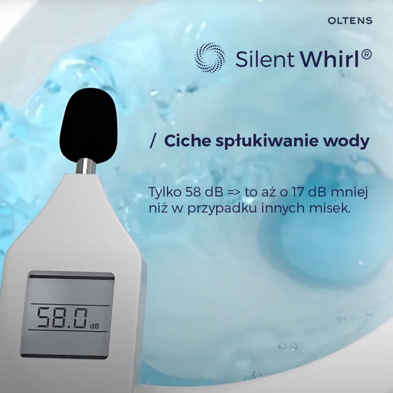 Oltens Hamnes Kort Stille muszla wisząca PureRim SilentWhirl z powłoką SmartClean z deską wolnoopadającą biały 42526000