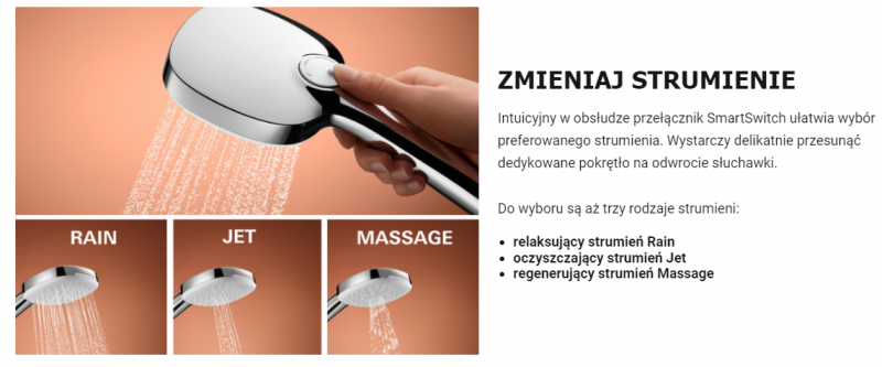 Grohe Tempesta Cube 110 zestaw prysznicowy z drążkiem 3 strumienie chrom 27786003