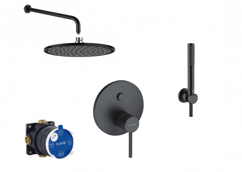 Kludi Bozz Push&Switch kompletny zestaw podtynkowy prysznicowy z deszczownica 25x25 czarny mat BOZZP&S25CZ