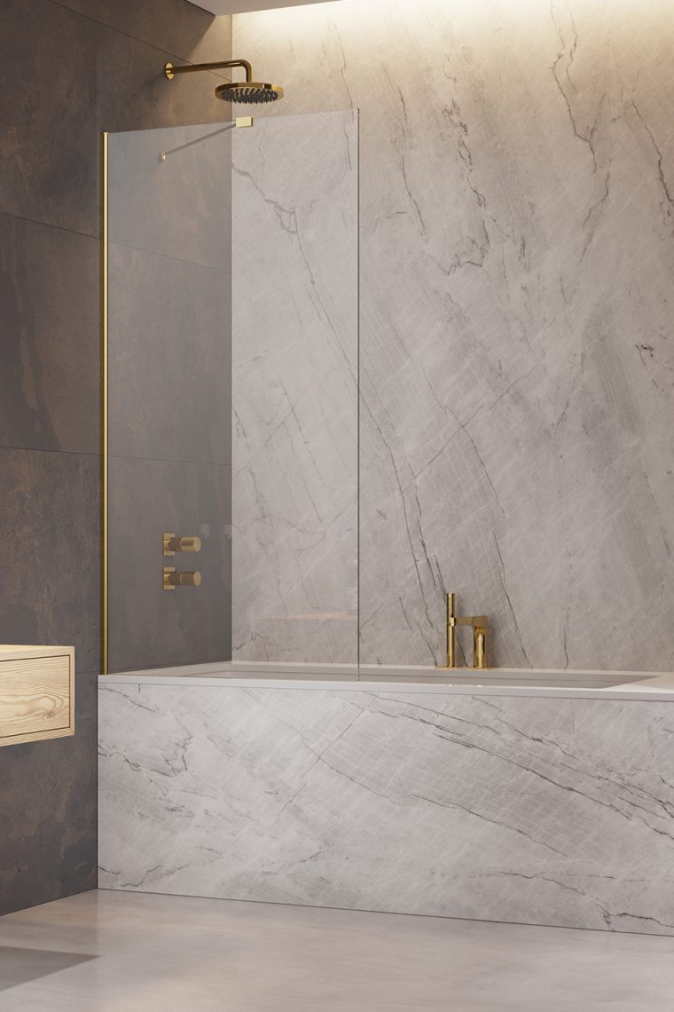 Radaway Modo New Gold PNJ II parawan nawannowy jednoczęściowy 70 cm L/P złoty przeźroczyste Easy Clean 10006070-09-01