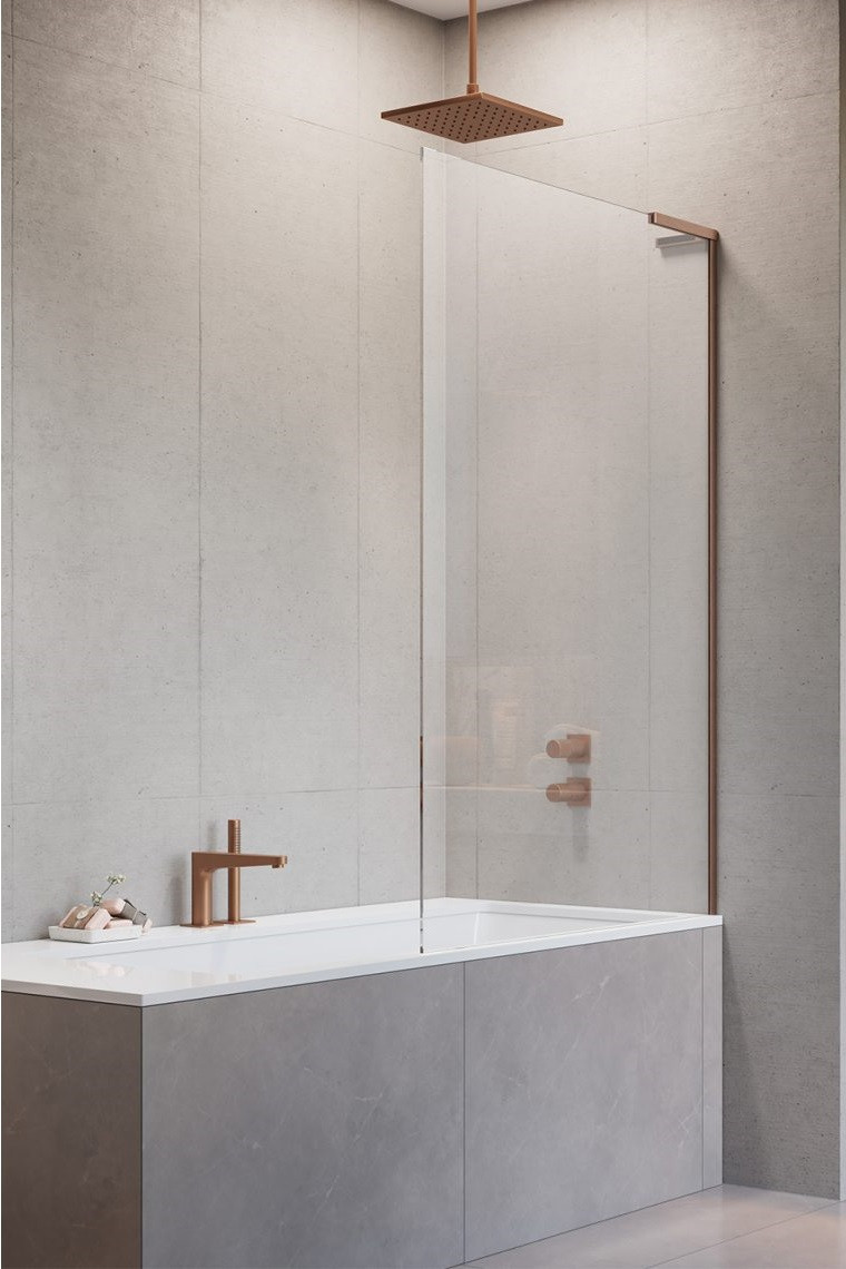 Radaway Modo SL Brushed Copper PNJ II parawan nawannowy jednoczęściowy 50 cm prawy miedź szczotkowana przeźroczyste Easy Clean 10316050-93-01R
