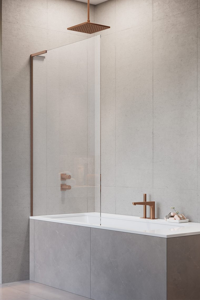 Radaway Modo SL Brushed Copper PNJ II parawan nawannowy jednoczęściowy 50 cm lewy miedź szczotkowana przeźroczyste Easy Clean 10316050-93-01L