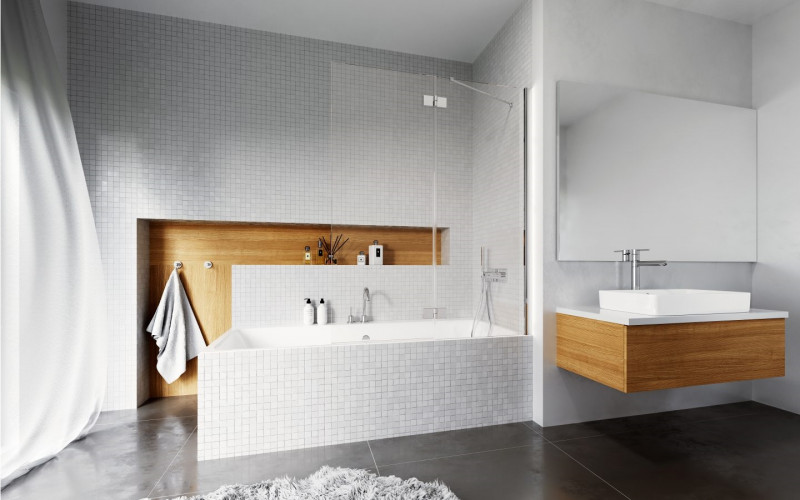 Radaway Essenza PND I parawan nawannowy dwuczęściowy składany 100 cm prawy chrom przeźroczyste Easy Clean 207210-01R