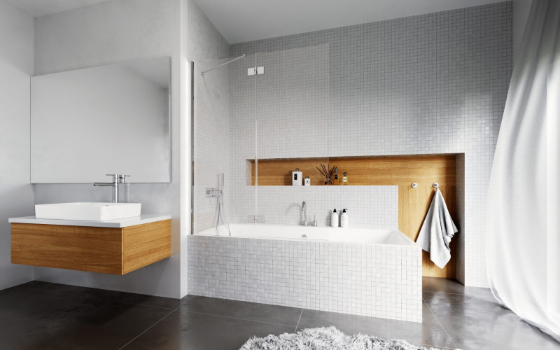 Radaway Essenza PND I parawan nawannowy dwuczęściowy składany 100 cm lewy chrom przeźroczyste Easy Clean 207210-01L