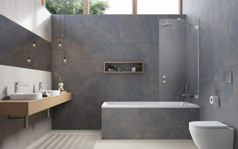 Radaway Essenza Pro Brushed Nickel PNJ II parawan nawannowy jednoczęściowy 90 cm L/P nikiel szczotkowany przeźroczyste Easy Clean 10101090-91-01