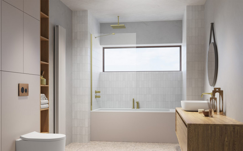 Radaway Modo New Brushed Gold PNJ II parawan nawannowy jednoczęściowy 80 cm L/P złoty szczotkowany przeźroczyste Easy Clean 10006080-99-01