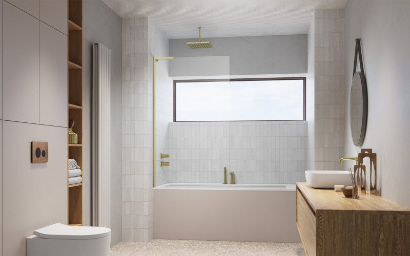 Radaway Modo SL Brushed Gold PNJ II parawan nawannowy jednoczęściowy 70 cm lewy złoty szczotkowany przeźroczyste Easy Clean 10316070-99-01L