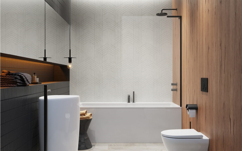 Radaway Modo SL Black PNJ II parawan nawannowy jednoczęściowy 90 cm prawy czarny przeźroczyste Easy Clean 10316090-54-01R