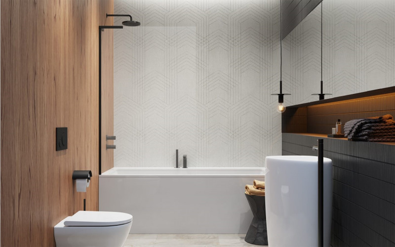 Radaway Modo SL Black PNJ II parawan nawannowy jednoczęściowy 90 cm lewy czarny przeźroczyste Easy Clean 10316090-54-01L