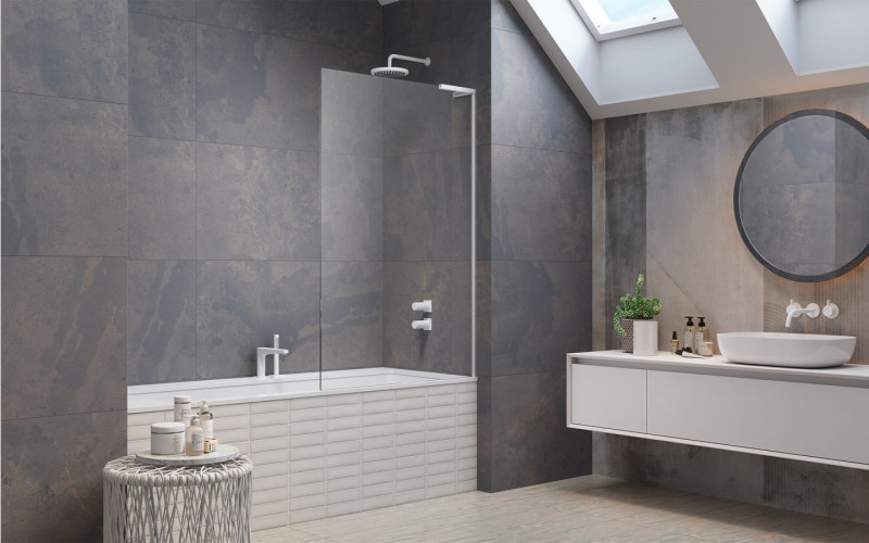 Radaway Modo SL White PNJ II parawan nawannowy jednoczęściowy 90 cm prawy biały przeźroczyste Easy Clean 10316090-04-01R