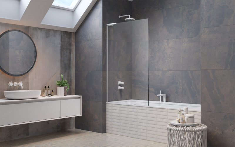 Radaway Modo SL White PNJ II parawan nawannowy jednoczęściowy 90 cm lewy biały przeźroczyste Easy Clean 10316090-04-01L