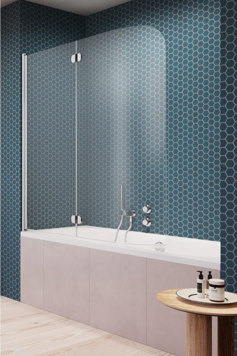 Radaway Eos PND I parawan nawannowy dwuczęściowy składany 130 cm lewy chrom przeźroczyste Easy Clean 1205202-101L