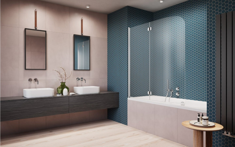 Radaway Eos PND I parawan nawannowy dwuczęściowy składany 130 cm lewy chrom przeźroczyste Easy Clean 1205202-101L