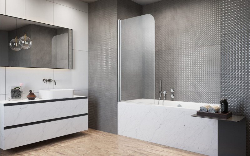 Radaway Eos PNJ I parawan nawannowy jednoczęściowy 50 cm lewy chrom przeźroczyste Easy Clean 1205102-101L