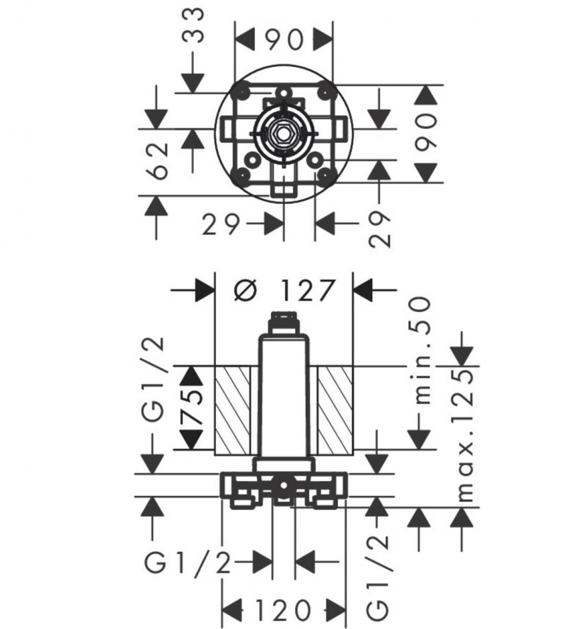 Axor Showersolutions zestaw podstawowy do głowicy prysznicowej z przyłączem sufitowym 26434180