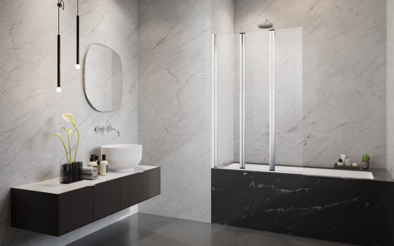 Radaway Eos PNW3 parawan nawannowy trzyczęściowy L/P chrom przeźroczyste Easy Clean 1205301-101