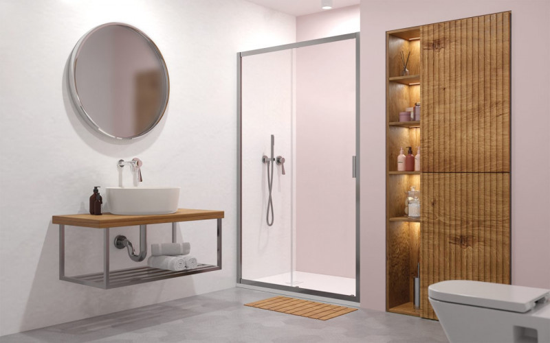 Radaway Alienta DWJ drzwi przesuwne 120 cm L/P chrom przeźroczyste Easy Clean 10260120-01-01