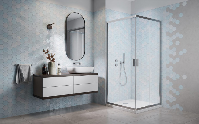 Radaway Alienta C kabina kwadratowa 80x80 drzwi przesuwne chrom przeźroczyste Easy Clean 10238080-01-01