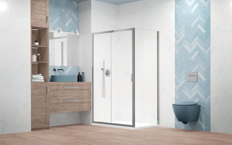 Radaway Alienta DWJ+S ścianka boczna S do drzwi 90 cm chrom przeźroczyste Easy Clean 10270090-01-01