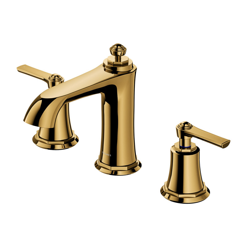 Omnires Armance bateria umywalkowa 3-otworowa retro z korkiem złoty AM5214GL