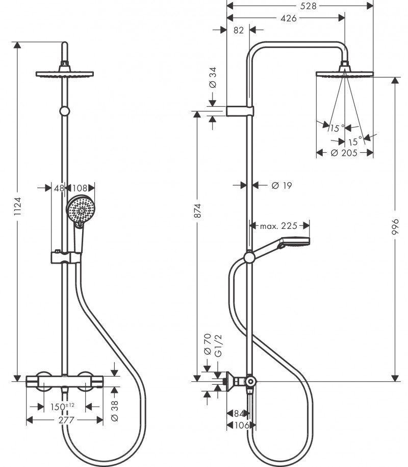 Hansgrohe Vernis Blend 200 1jet EcoSmart komplet prysznicowy z termostatem czarny 26089670