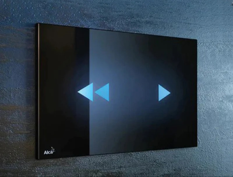 Alca Night Light przycisk do stelaża WC slim bezdotykowy z podświetleniem szkło-czarny NIGHT LIGHT-2-SLIM