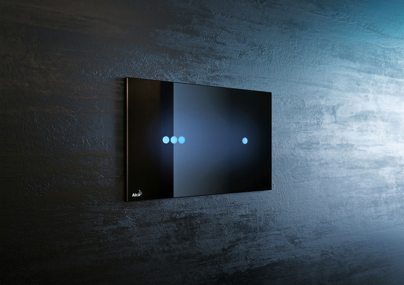 Alca Night Light przycisk do stelaża WC Slim bezdotykowy z podświetleniem szkło-czarny NIGHT LIGHT-3-SLIM