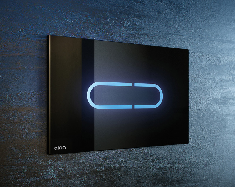 Alca Night Light przycisk do stelaża WC bezdotykowy z podświetleniem szkło-czarny NIGHT LIGHT-1