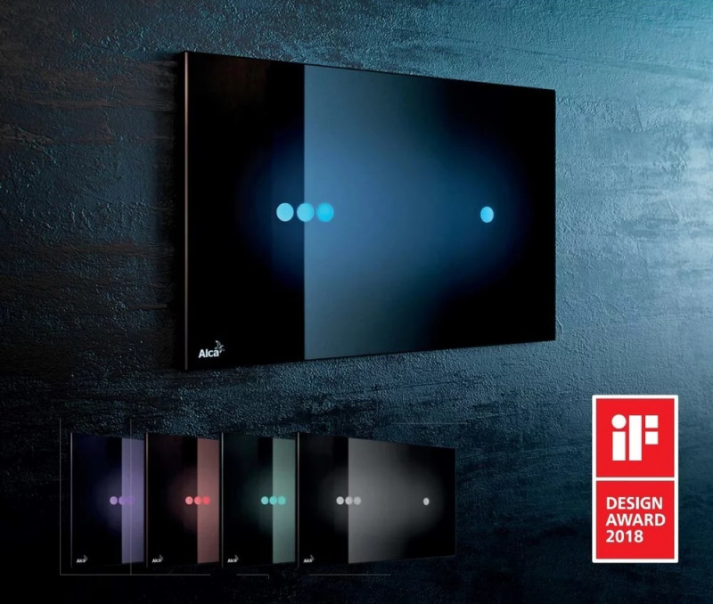 Alca Night Light przycisk do stelaża WC bezdotykowy z podświetleniem szkło-czarny NIGHT LIGHT-3