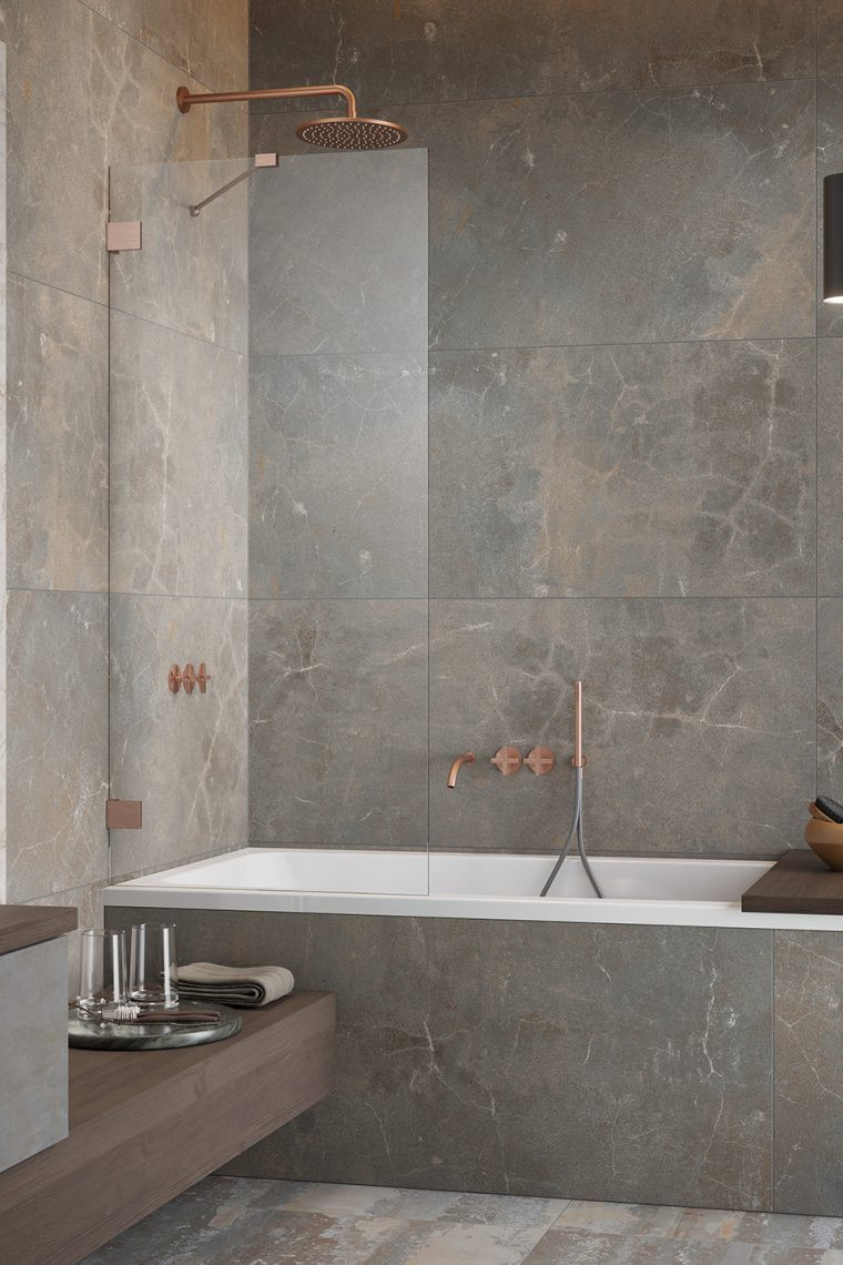 Radaway Essenza Pro Brushed Copper PNJ II parawan nawannowy jednoczęściowy 100 cm L/P miedź szczotkowana przeźroczyste Easy Clean 10101100-93-01