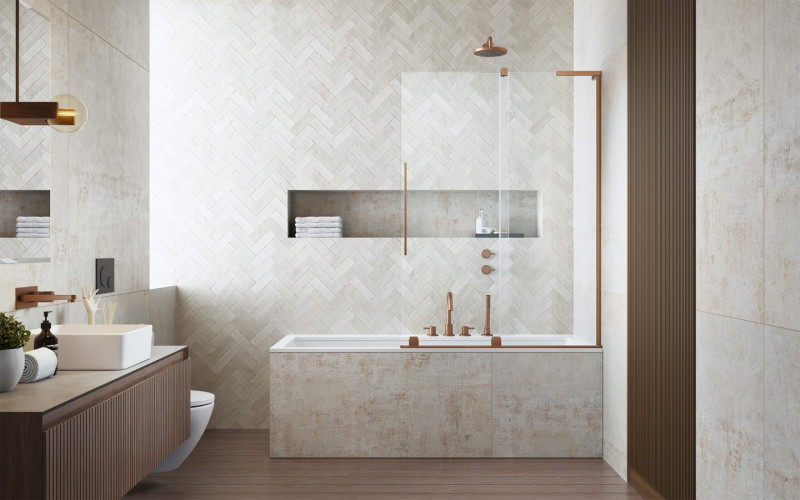 Radaway Furo SL Brushed Copper PND II parawan wannowy przesuwny 120 cm prawy miedź szczotkowana przeźroczyste Easy Clean 10309638-93-01R + 10112594-01-01