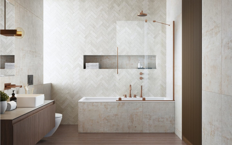 Radaway Furo Brushed Copper PND II parawan wannowy przesuwny 150 cm prawy miedź szczotkowana przeźroczyste Easy Clean 10109788-93-01R + 10112744-01-01