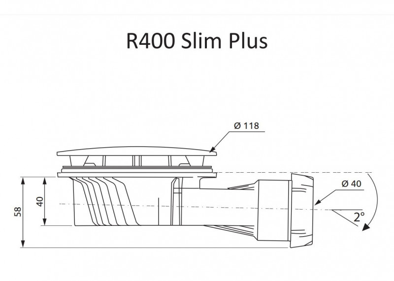 Radaway R400W SLIM PLUS syfon brodzikowy 90 chrom niski 4cm R400P