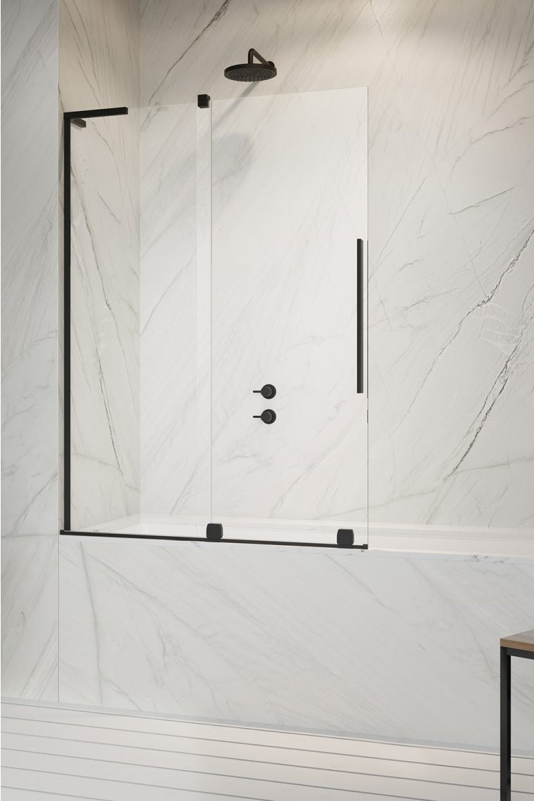 Radaway Furo SL Black PND II parawan wannowy przesuwny 120 cm lewy czarny przeźroczyste Easy Clean 10309638-54-01L + 10112594-01-01