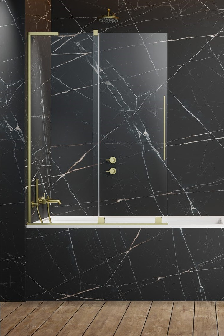 Radaway Furo SL Brushed Gold PND II parawan wannowy przesuwny 100 cm lewy złoty szczotkowany przeźroczyste Easy Clean 10309538-99-01L + 10112494-01-01